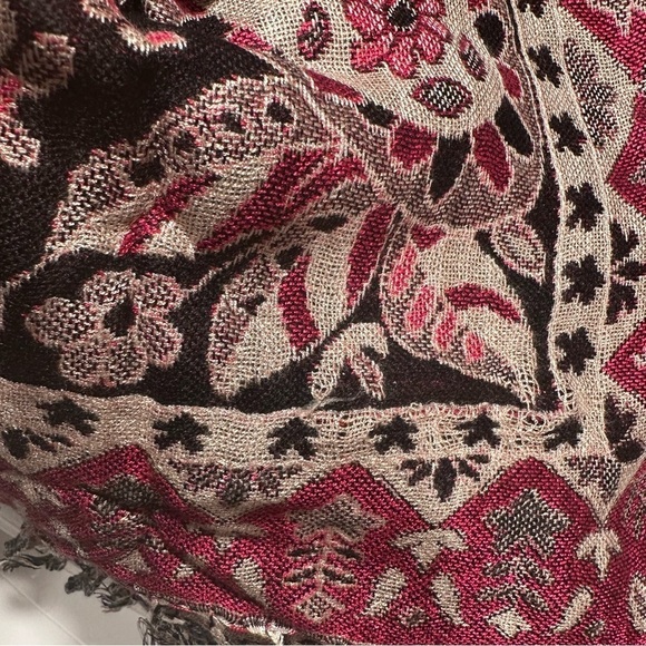 Elegant Large Shawl Wrap Double-sided Super Soft Quality Rayon Silver Black Pink - Picture 10 of 16